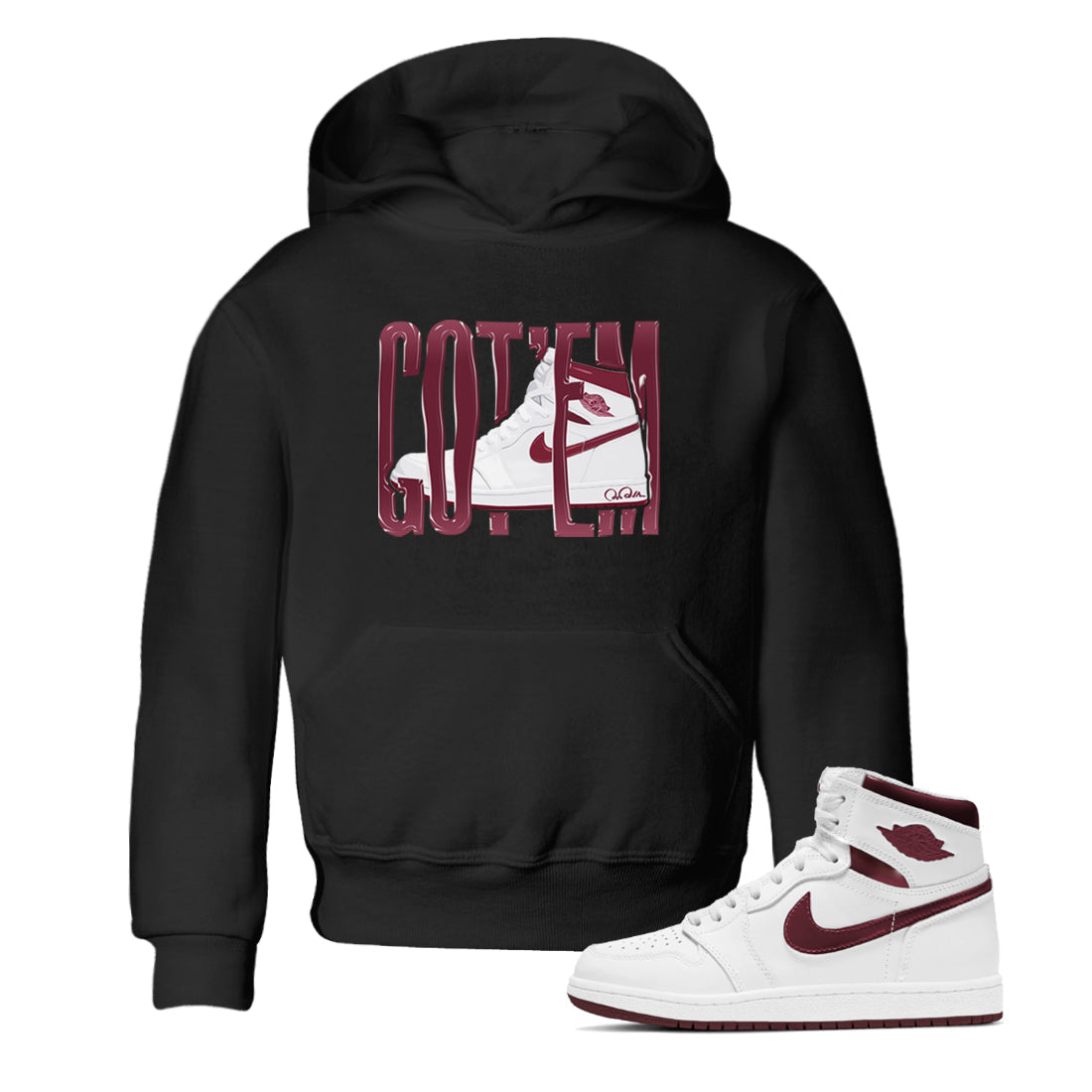 Wiggling Gotem snkmatch Tee Kids - Air Jordan 1 Metallic Burgundy