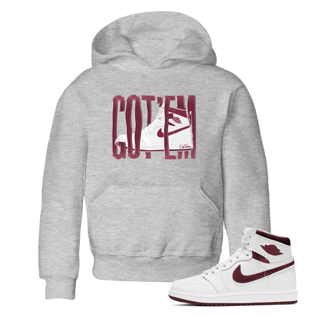 Wiggling Gotem snkmatch Tee Kids - Air Jordan 1 Metallic Burgundy