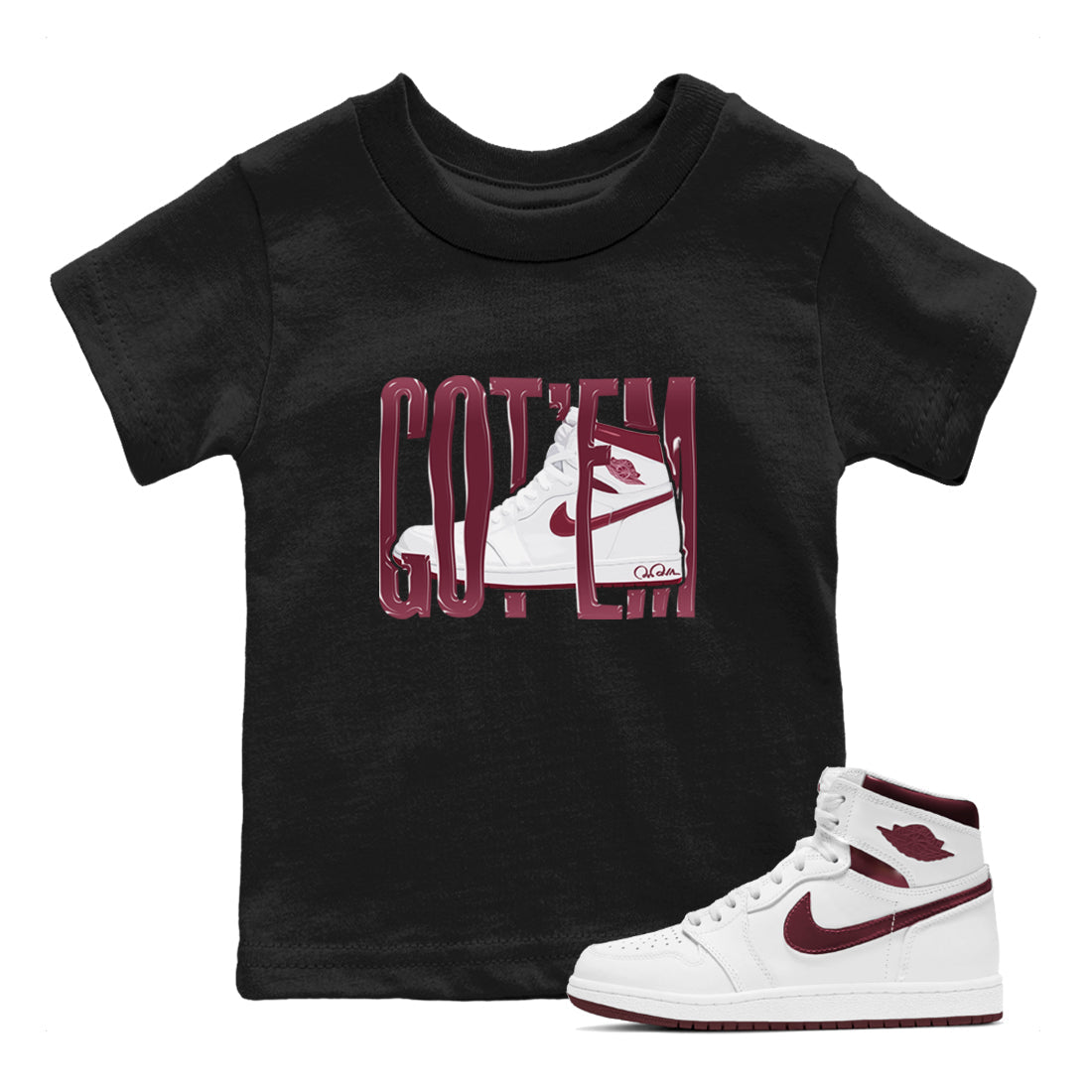 Wiggling Gotem snkmatch Tee Kids - Air Jordan 1 Metallic Burgundy