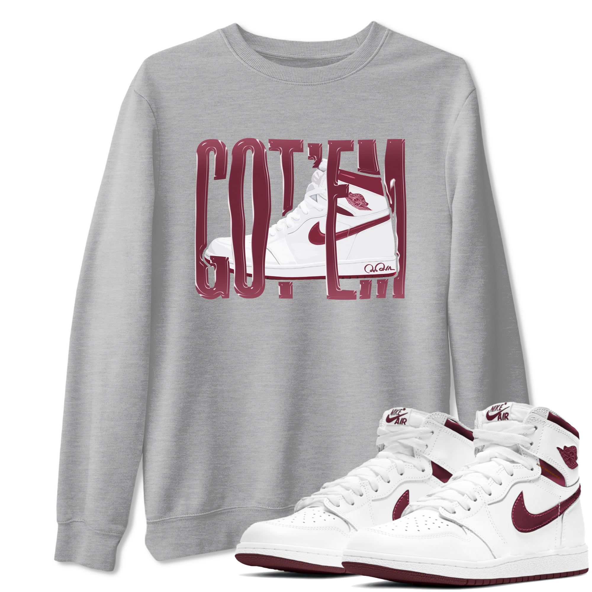 Wiggling Gotem snkmatch Tee - Air Jordan 1 Metallic Burgundy
