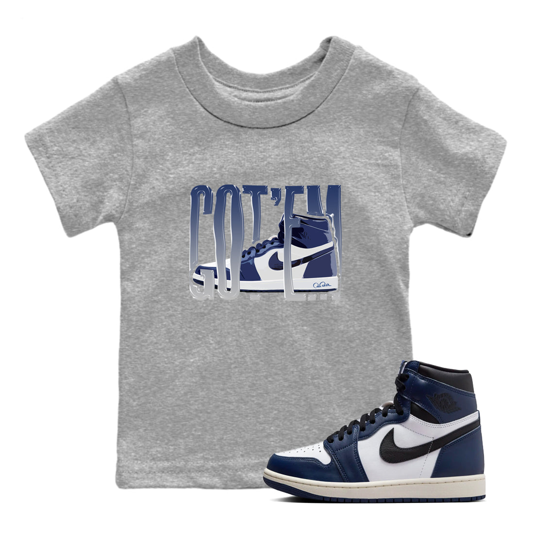 Wiggling Gotem snkmatch Tees Kids - Air Jordan 1 Midnight Navy