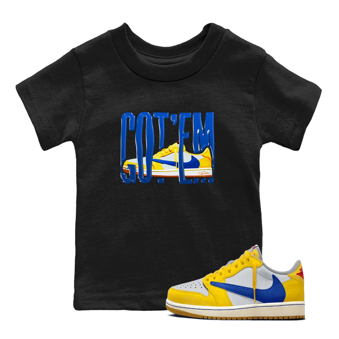 Wiggling Gotem snkmatch Tees Kids - Air Jordan 1 Travis Scott Canary