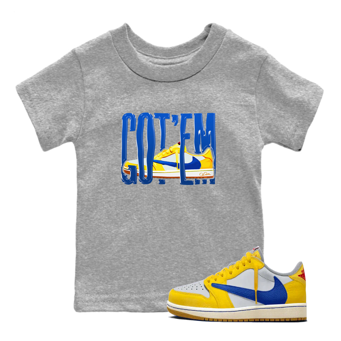 Wiggling Gotem snkmatch Tees Kids - Air Jordan 1 Travis Scott Canary