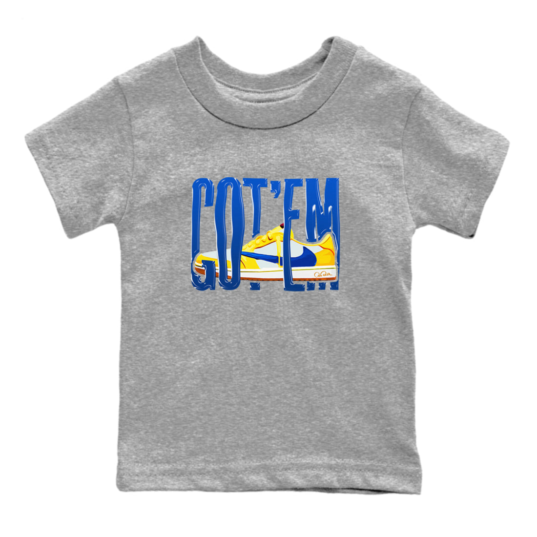Wiggling Gotem snkmatch Tees Kids - Air Jordan 1 Travis Scott Canary