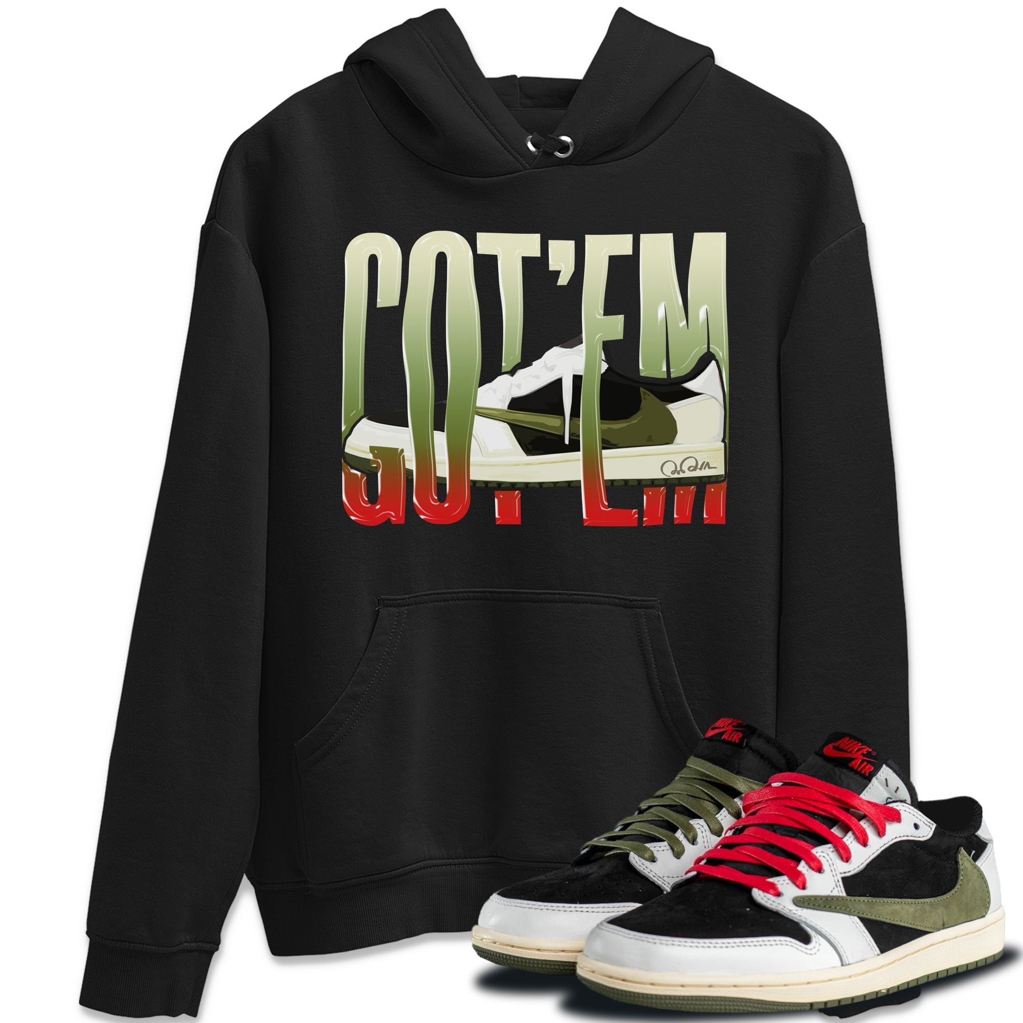 Wiggling Gotem Unisex Tops - Air Jordan 1 Travis Scott Olive