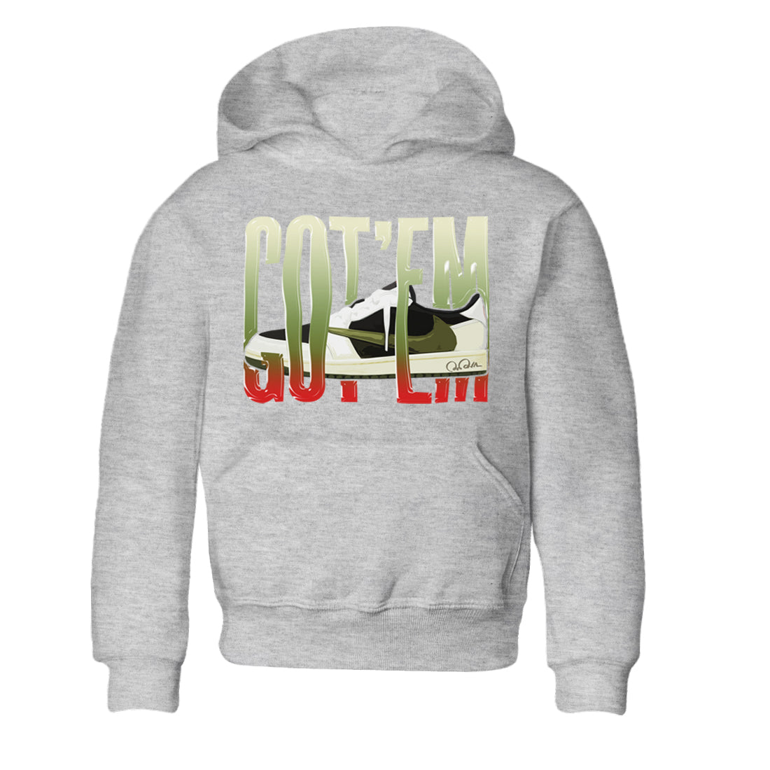 Wiggling Gotem Kids Tops - Air Jordan 1 Travis Scott Olive