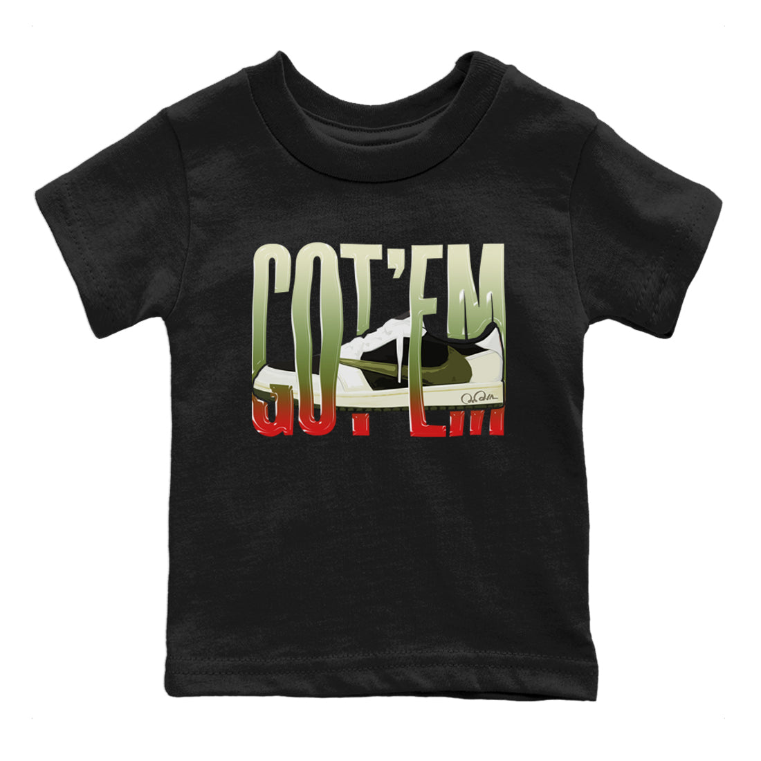 Wiggling Gotem Kids Tops - Air Jordan 1 Travis Scott Olive