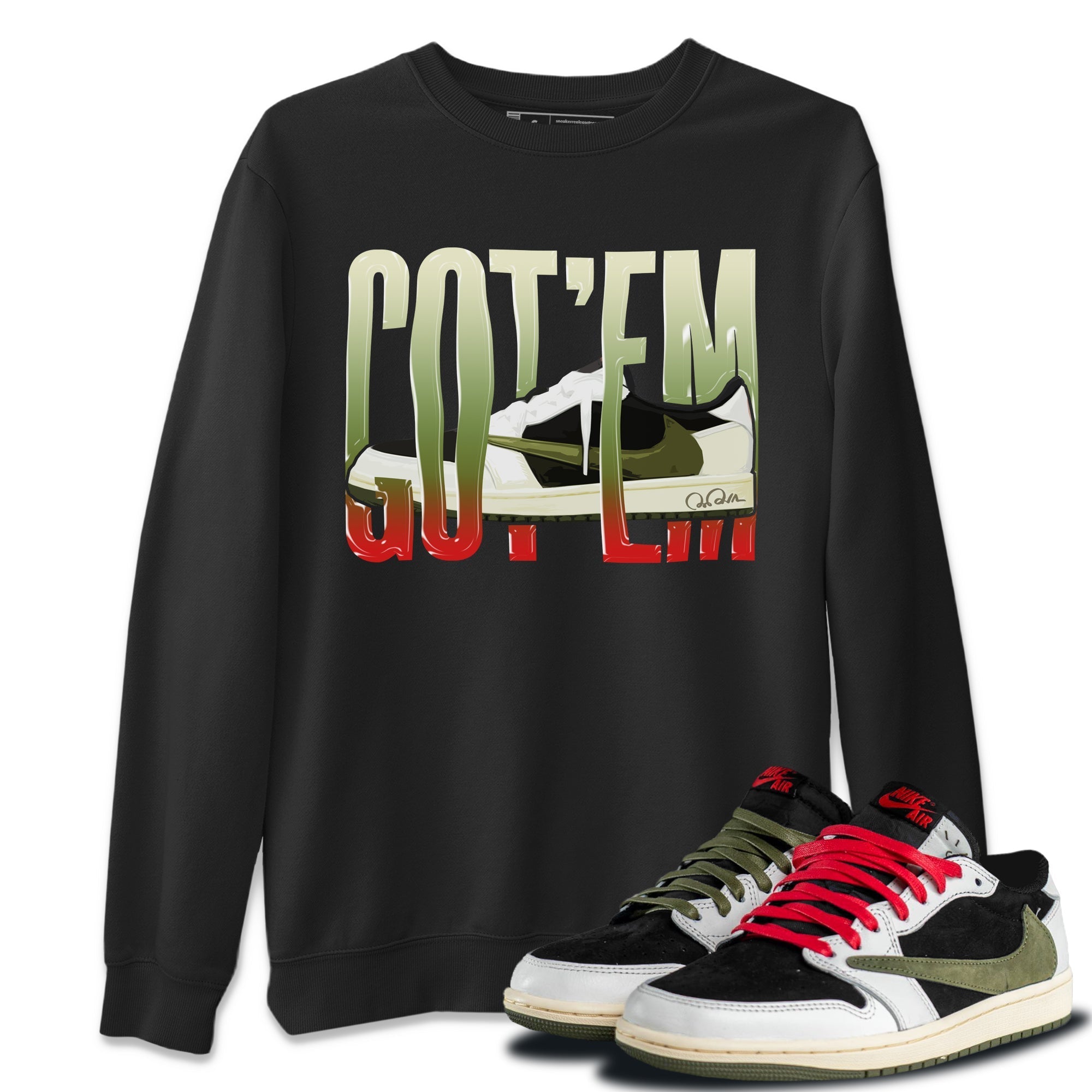 Wiggling Gotem Unisex Tops - Air Jordan 1 Travis Scott Olive