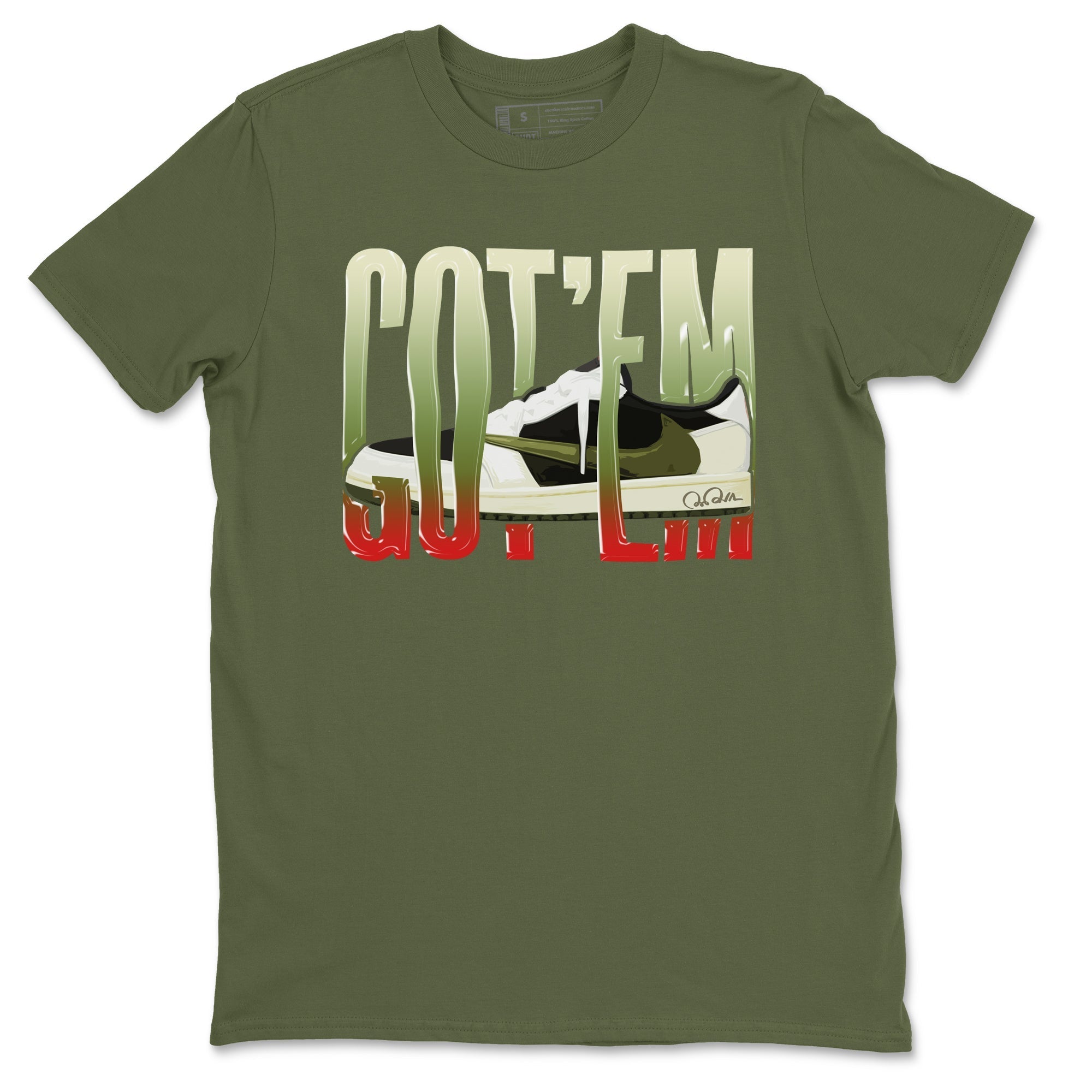 Wiggling Gotem Unisex Tops - Air Jordan 1 Travis Scott Olive