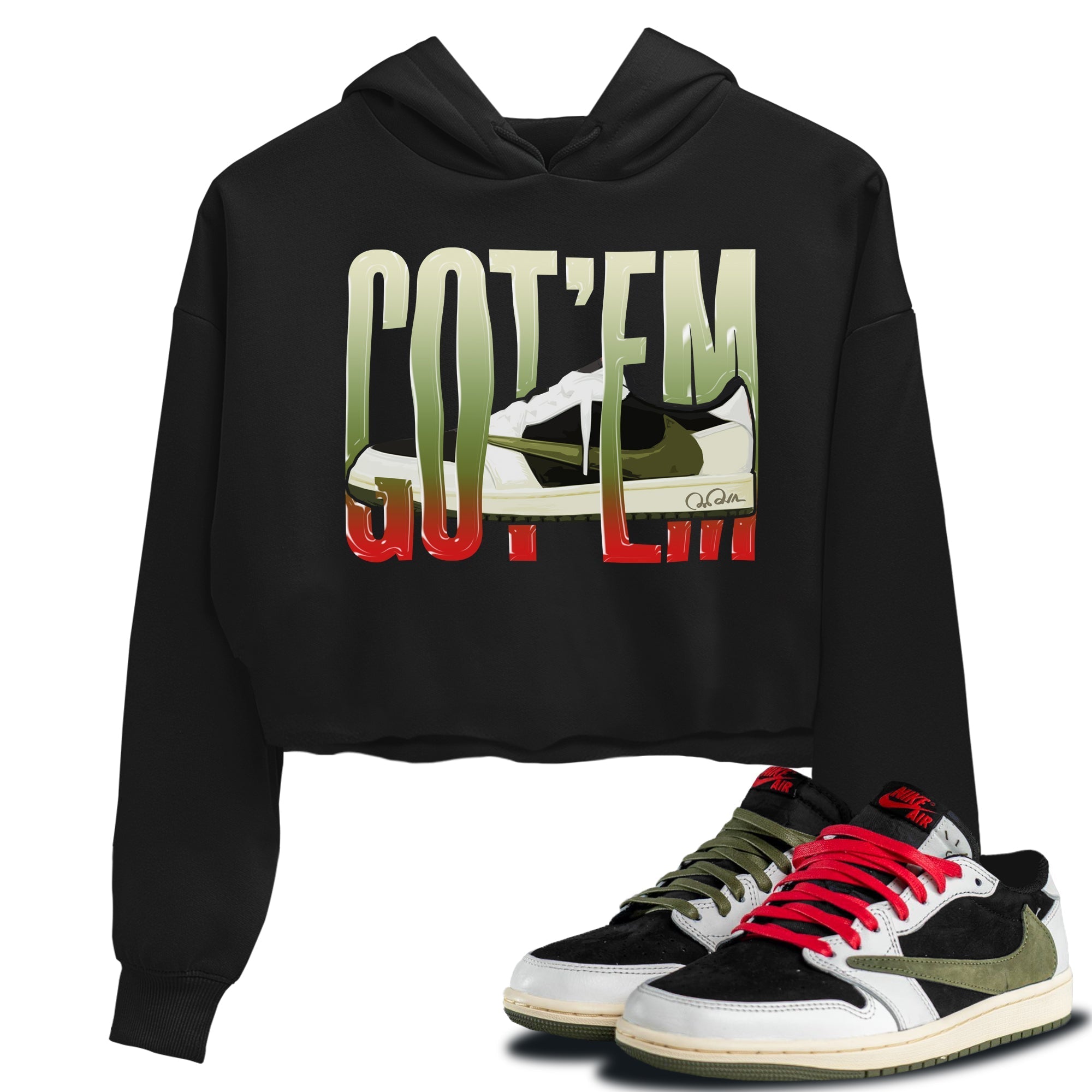 Wiggling Gotem Women's Tops - Air Jordan 1 Travis Scott Olive