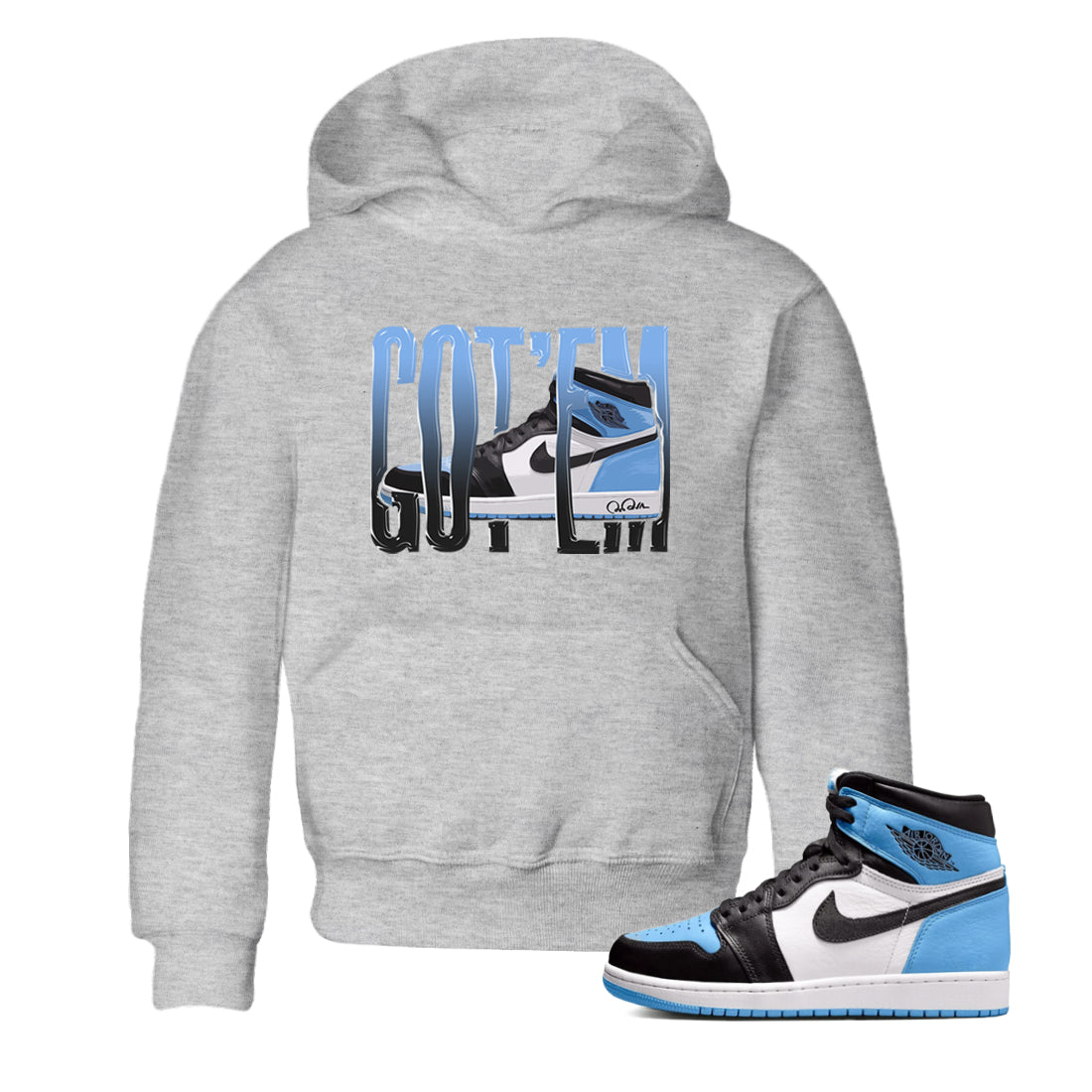 Wiggling Gotem Kids Tops - Air Jordan 1 UNC Toe