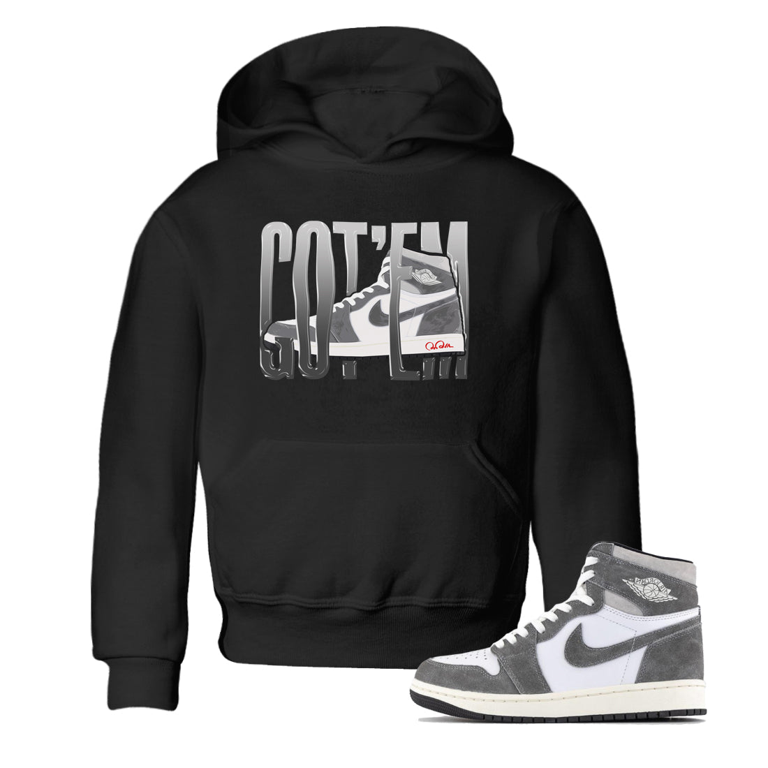 Wiggling Gotem Kids Tops - Air Jordan 1 Washed Heritage