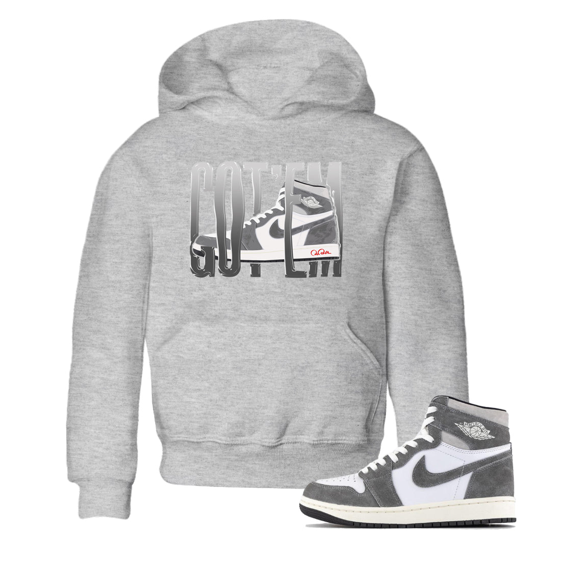 Wiggling Gotem Kids Tops - Air Jordan 1 Washed Heritage