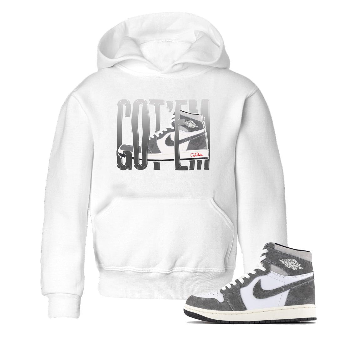Wiggling Gotem Kids Tops - Air Jordan 1 Washed Heritage