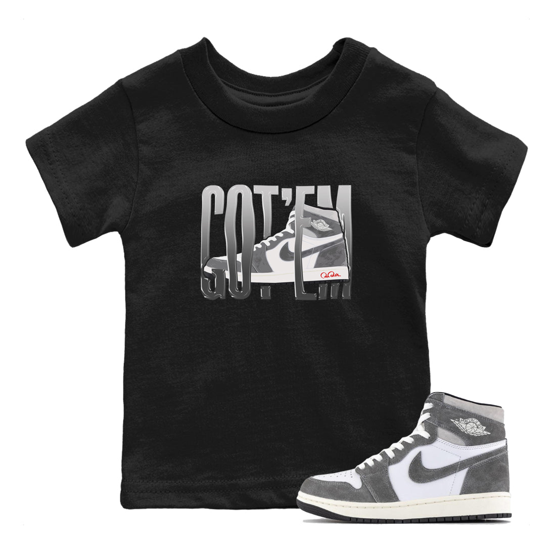 Wiggling Gotem Kids Tops - Air Jordan 1 Washed Heritage