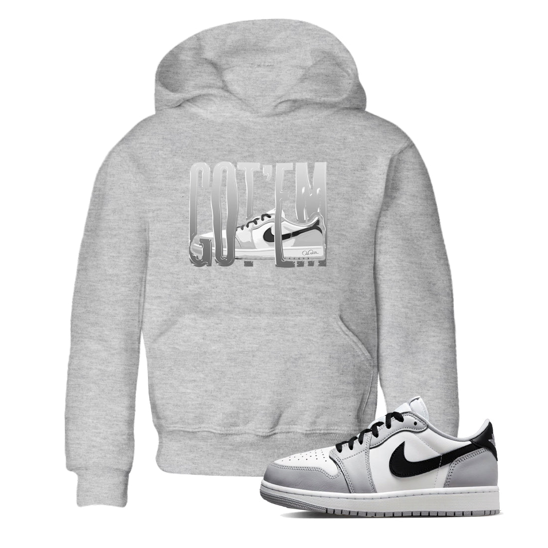 Wiggling Gotem snkmatch Tees Kids - Air Jordan 1 Wolf Grey