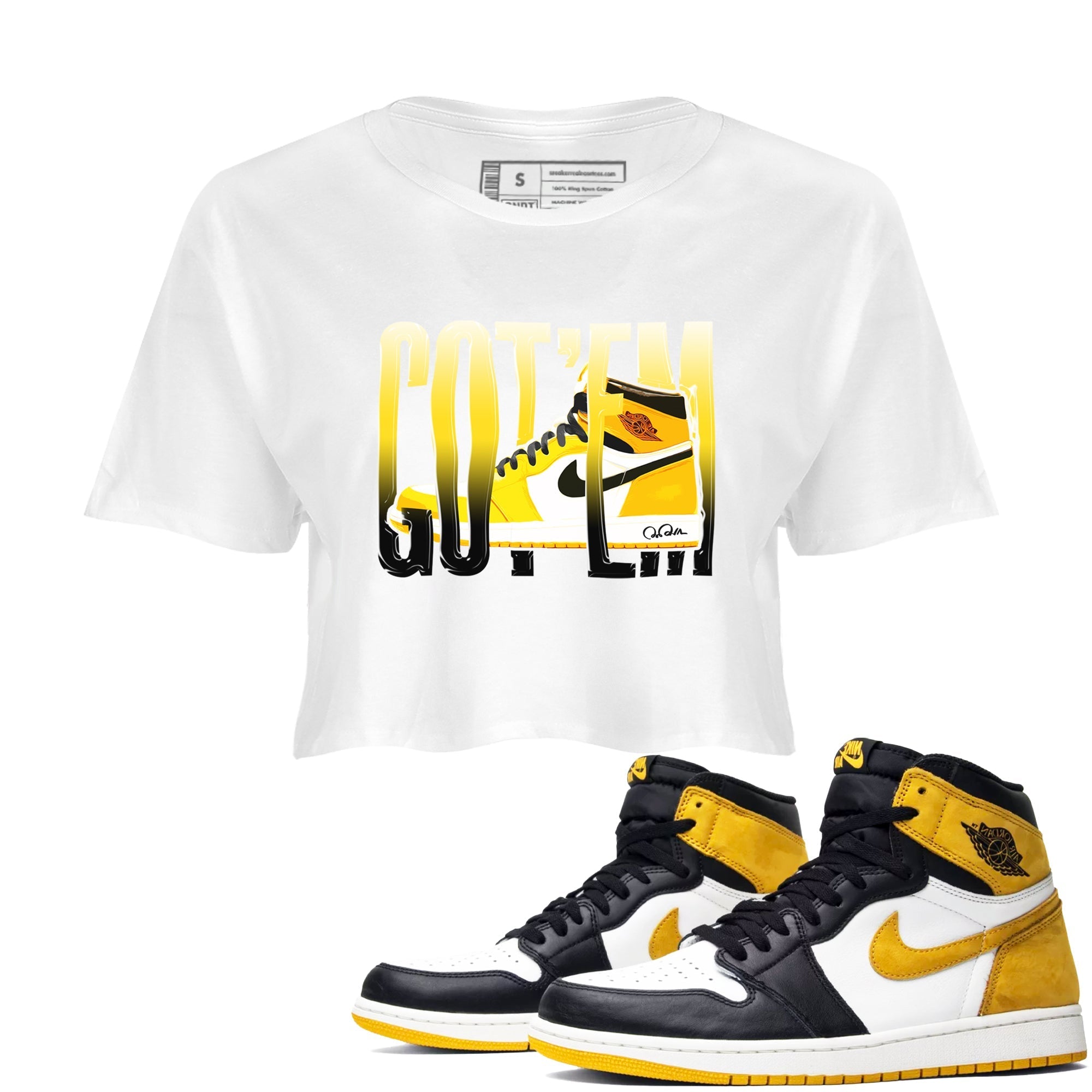 Wiggling Gotem snkmatch Women's Top - Air Jordan 1 Yellow Ochre