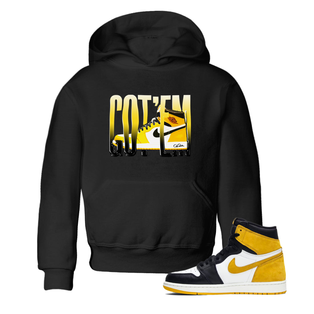 Wiggling Gotem snkmatch Tees Kids - Air Jordan 1 Yellow Ochre