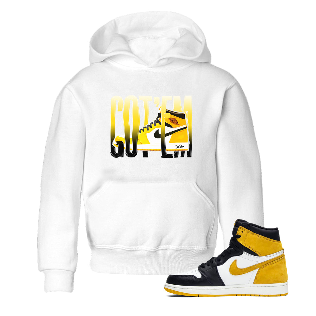 Wiggling Gotem snkmatch Tees Kids - Air Jordan 1 Yellow Ochre