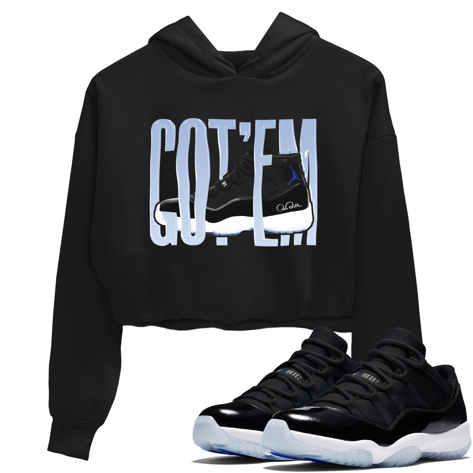Wiggling Gotem snkmatch Women's Top - Air Jordan 11 Black and Varsity Royal