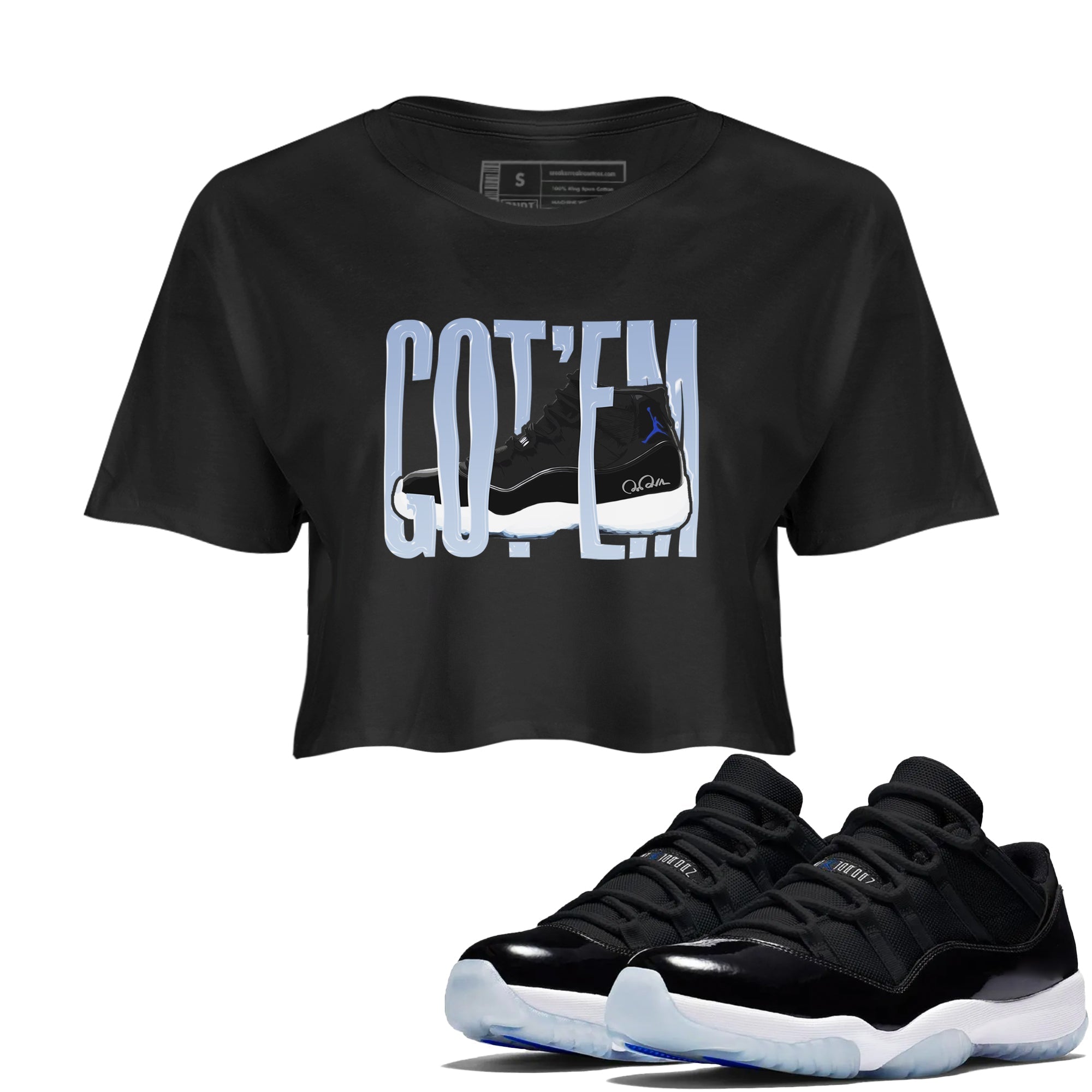 Wiggling Gotem snkmatch Women's Top - Air Jordan 11 Black and Varsity Royal