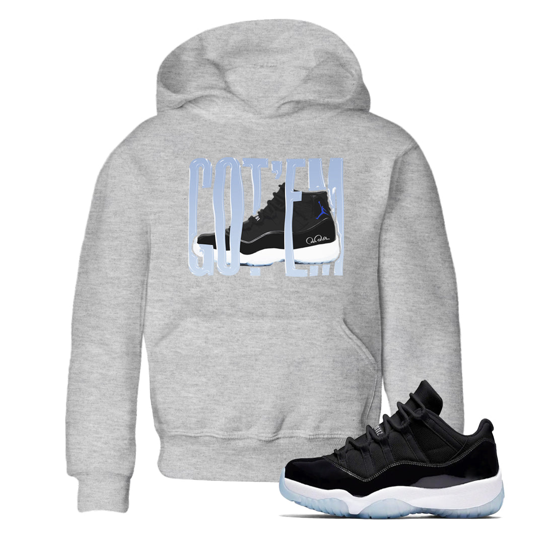 Wiggling Gotem snkmatch Tee Kids - Air Jordan 11 Black and Varsity Royal