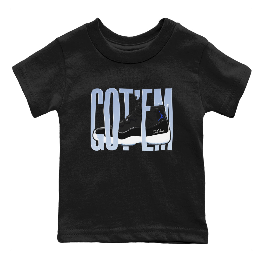 Wiggling Gotem snkmatch Tee Kids - Air Jordan 11 Black and Varsity Royal