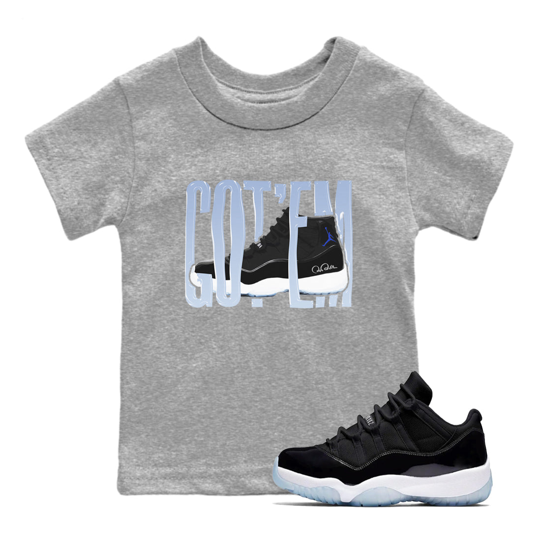 Wiggling Gotem snkmatch Tee Kids - Air Jordan 11 Black and Varsity Royal