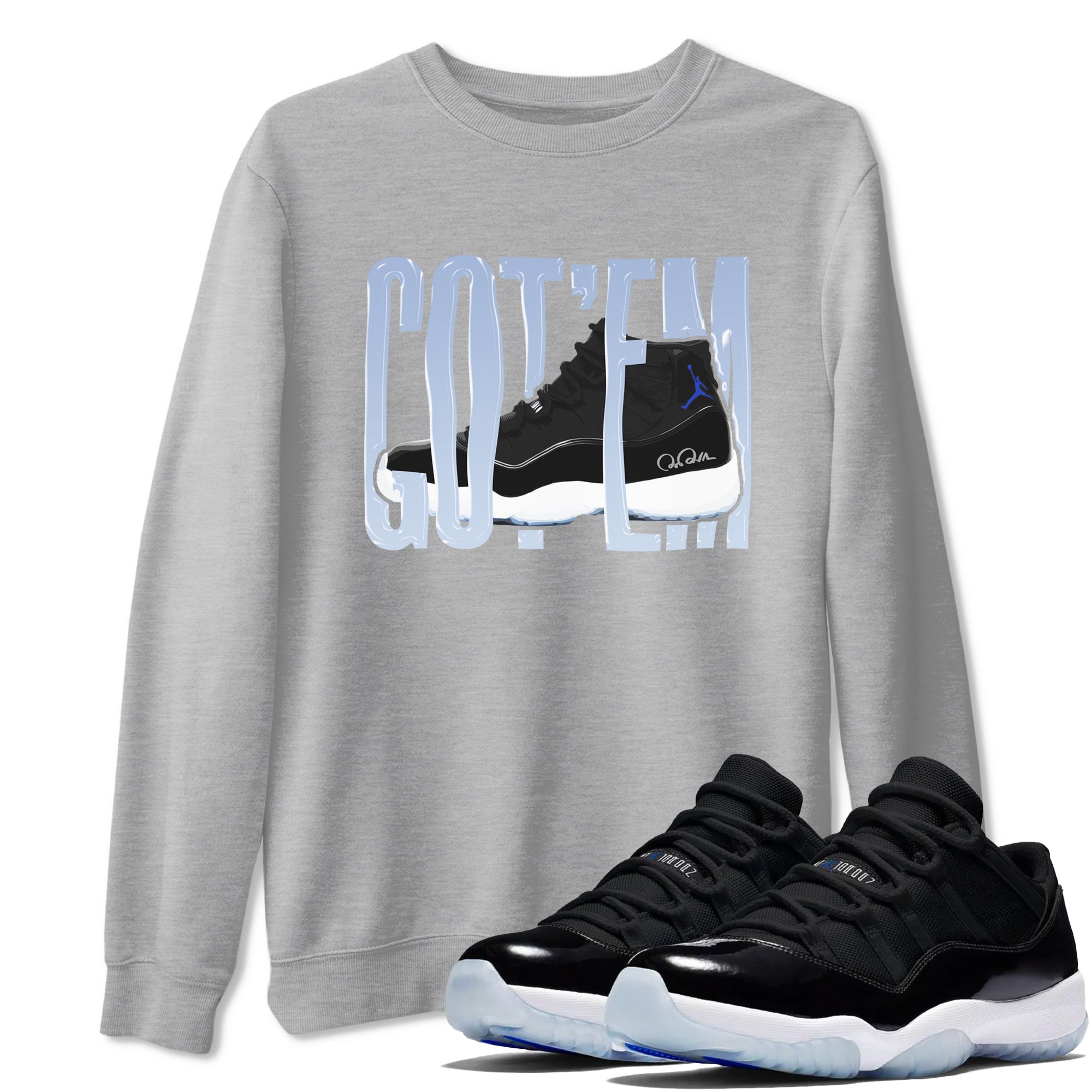 Wiggling Gotem snkmatch Tee - Air Jordan 11 Black and Varsity Royal