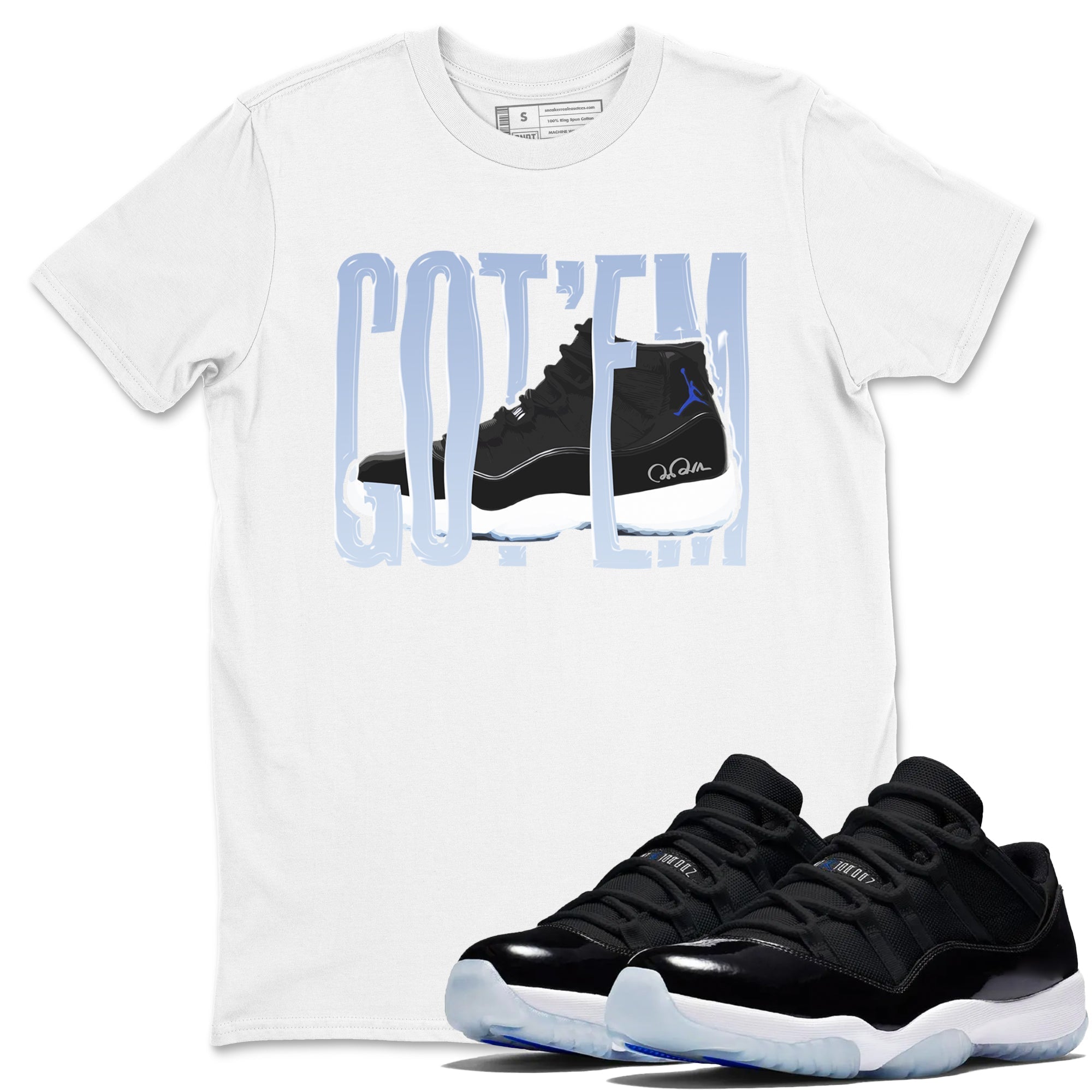 Wiggling Gotem snkmatch Tee - Air Jordan 11 Black and Varsity Royal