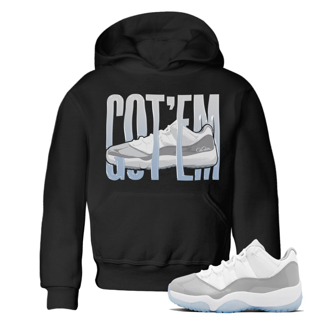 Wiggling Gotem Kids Tops - Air Jordan 11 White Cement