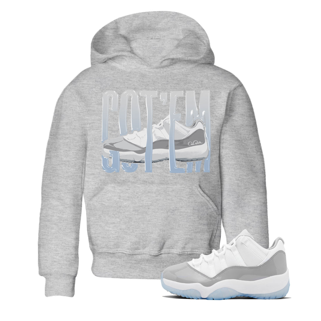 Wiggling Gotem Kids Tops - Air Jordan 11 White Cement