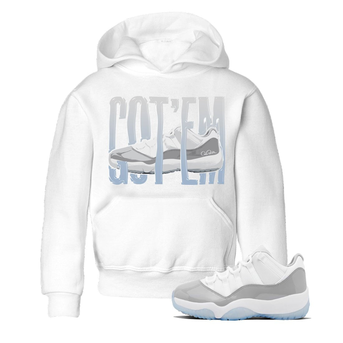 Wiggling Gotem Kids Tops - Air Jordan 11 White Cement