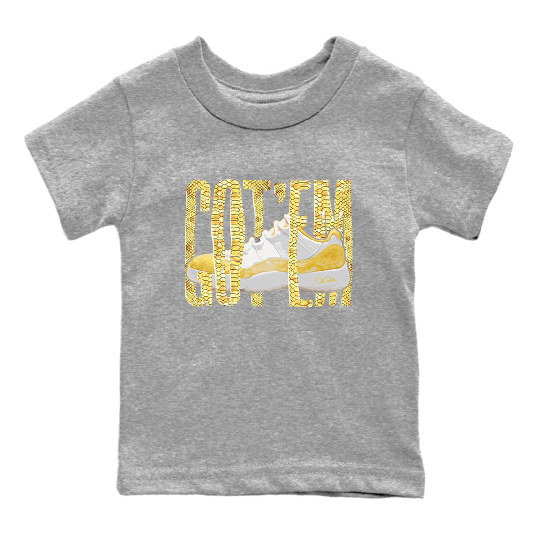 Wiggling Gotem Kids Tops - Air Jordan 11 Yellow Python