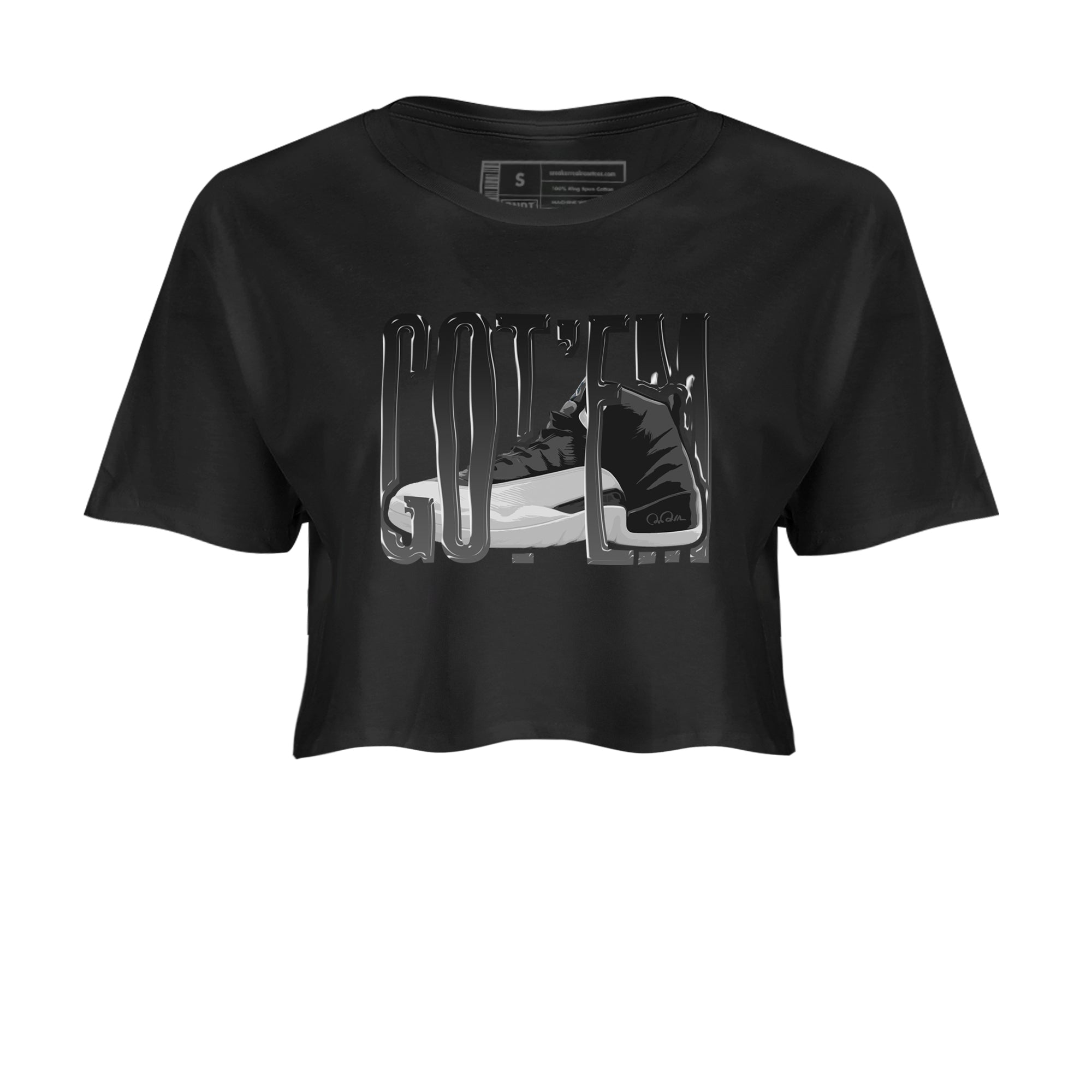Wiggling Gotem snkmatch Women's Top - Air Jordan 12 Black Wolf Grey