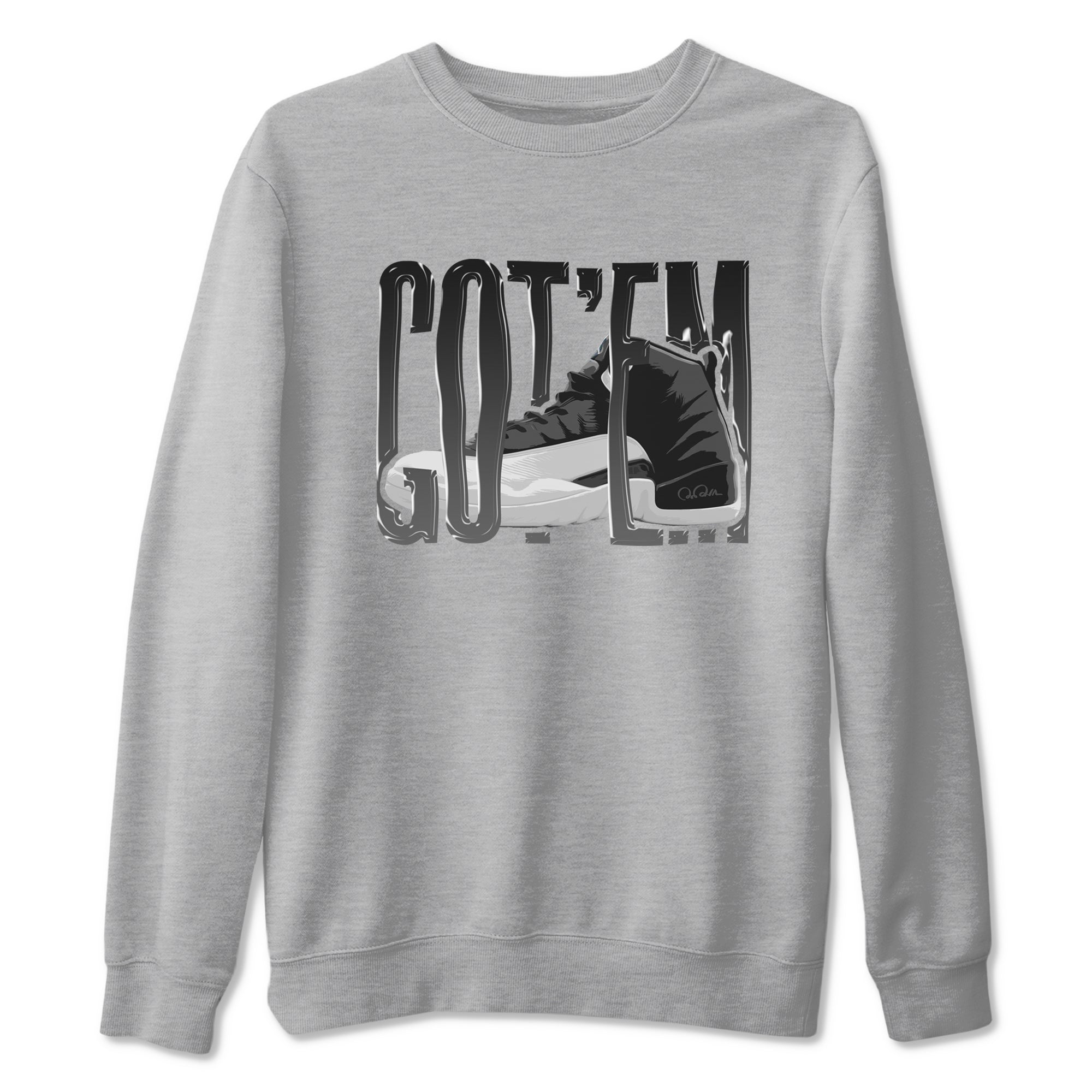 Wiggling Gotem snkmatch Tees - Air Jordan 12 Black Wolf Grey