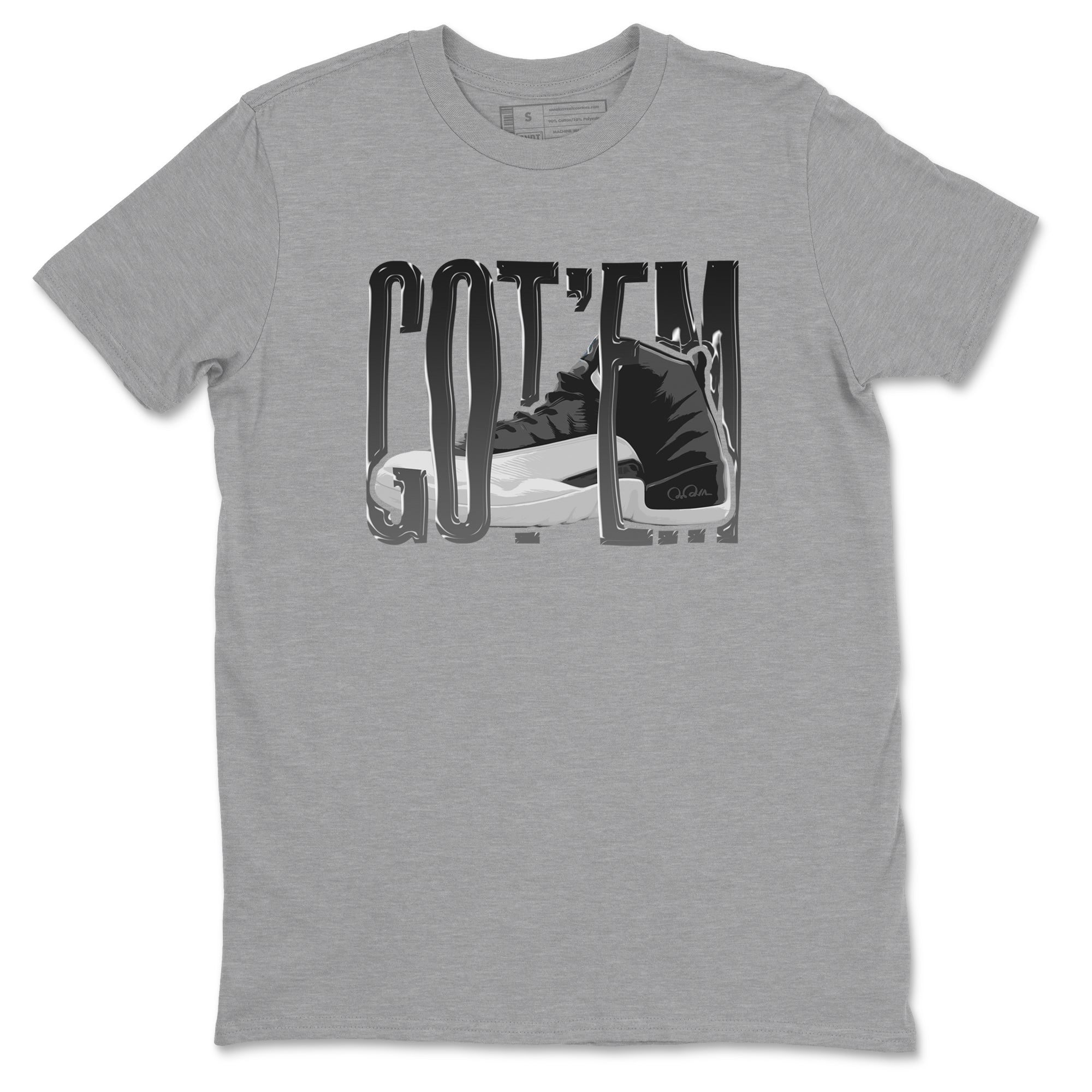 Wiggling Gotem snkmatch Tees - Air Jordan 12 Black Wolf Grey