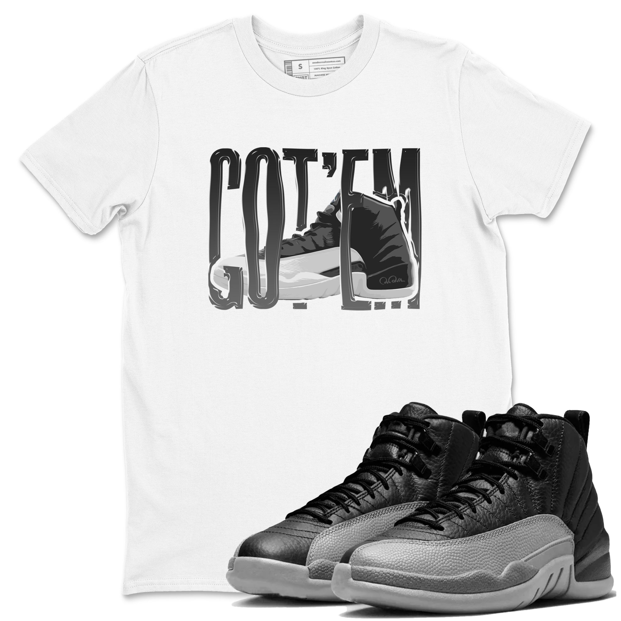 Wiggling Gotem snkmatch Tees - Air Jordan 12 Black Wolf Grey