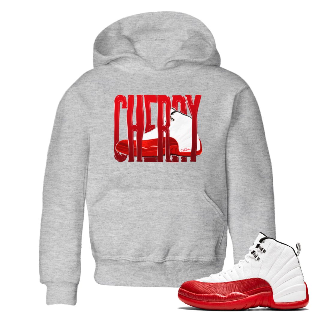 Wiggling Gotem Kids Tops - Air Jordan 12 Cherry