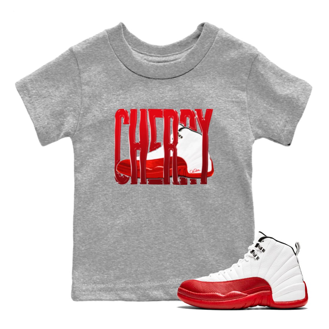Wiggling Gotem Kids Tops - Air Jordan 12 Cherry