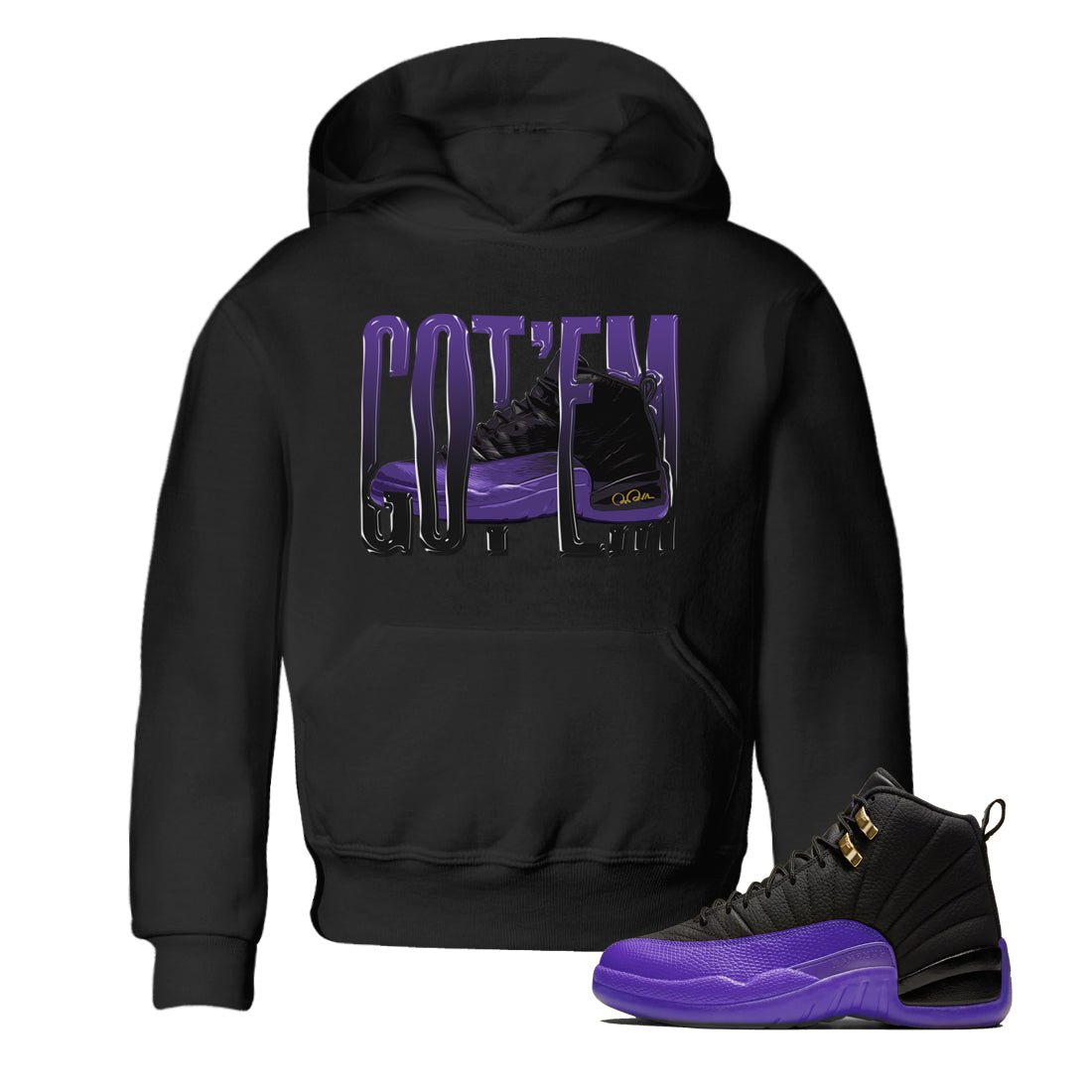 Wiggling Gotem Kids Tops - Air Jordan 12 Field Purple