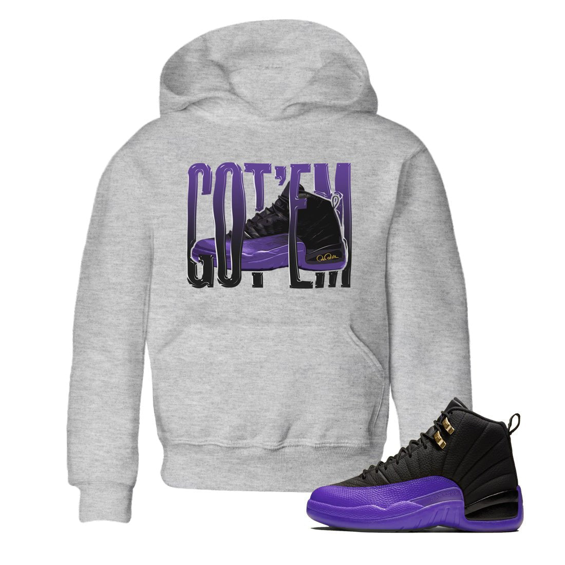 Wiggling Gotem Kids Tops - Air Jordan 12 Field Purple