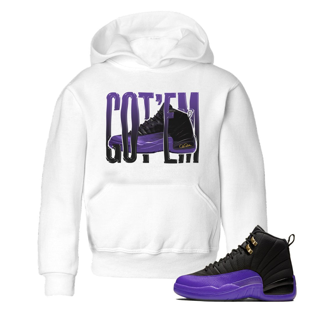 Wiggling Gotem Kids Tops - Air Jordan 12 Field Purple