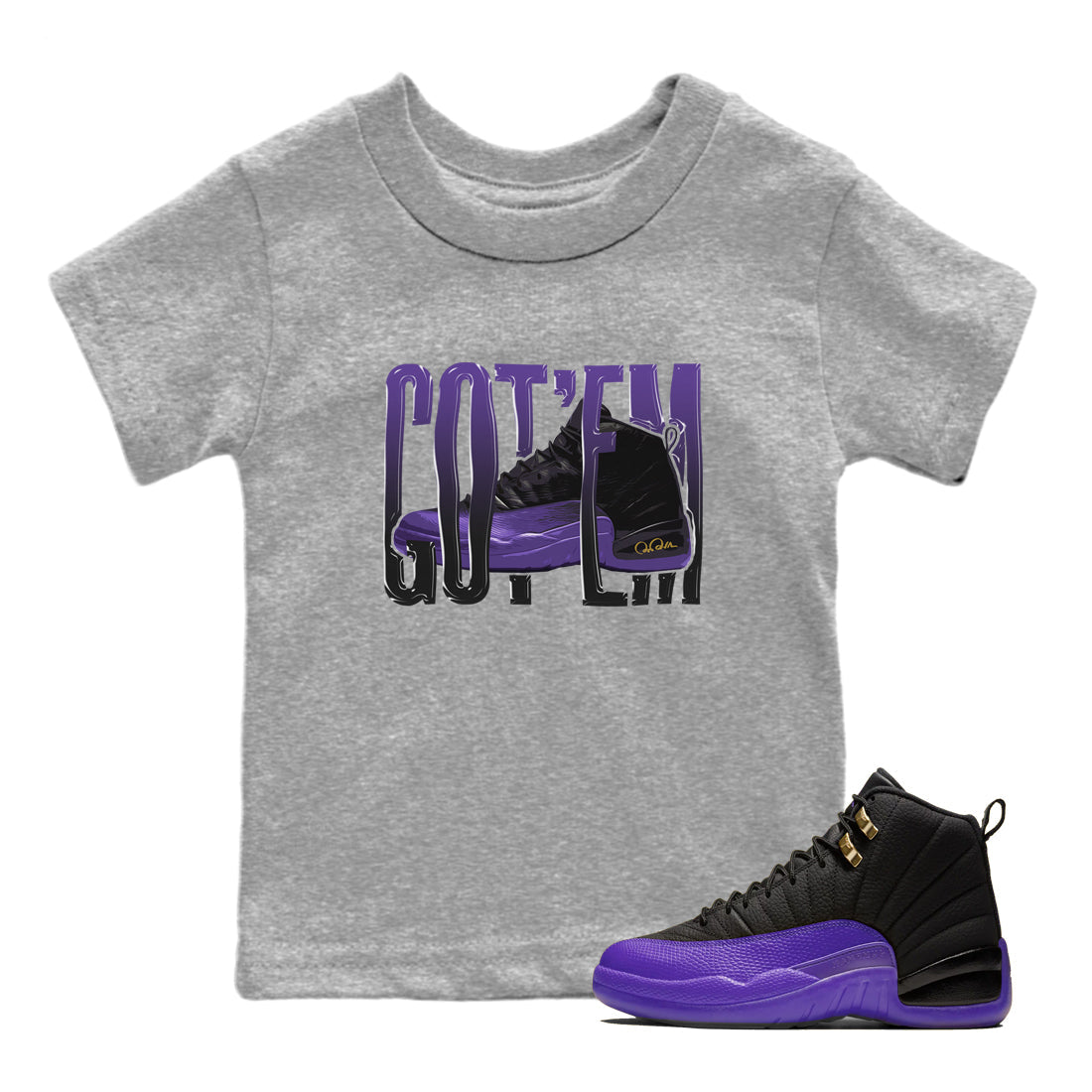 Wiggling Gotem Kids Tops - Air Jordan 12 Field Purple