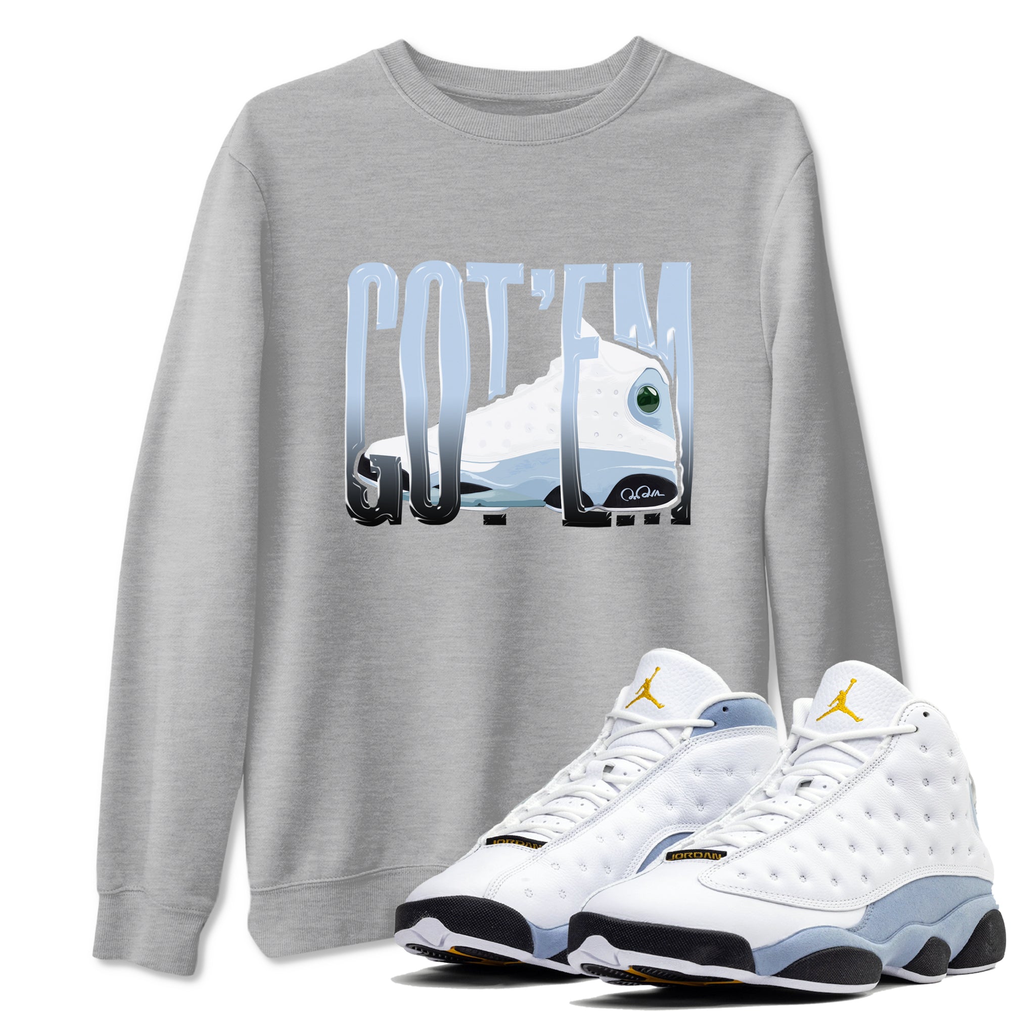 Wiggling Gotem snkmatch Tees - Air Jordan 13 Blue Grey