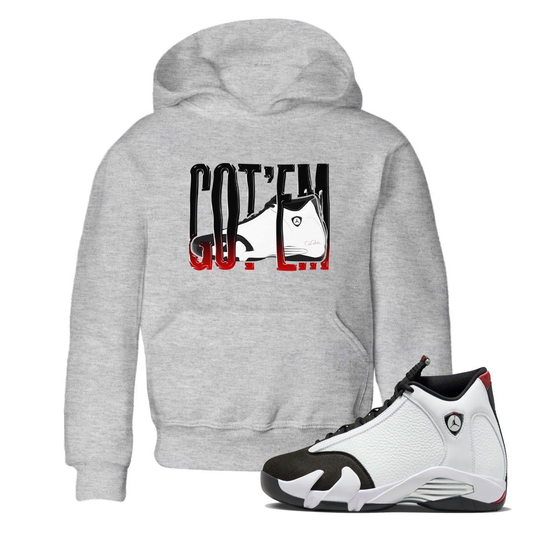Wiggling Gotem snkmatch Tees Kids - Air Jordan 14 Black Toe