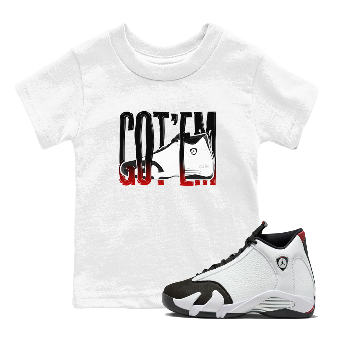 Wiggling Gotem snkmatch Tees Kids - Air Jordan 14 Black Toe