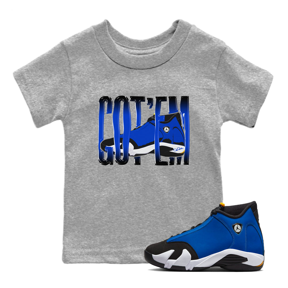 Wiggling Gotem Kids Tops - Air Jordan 14 Laney