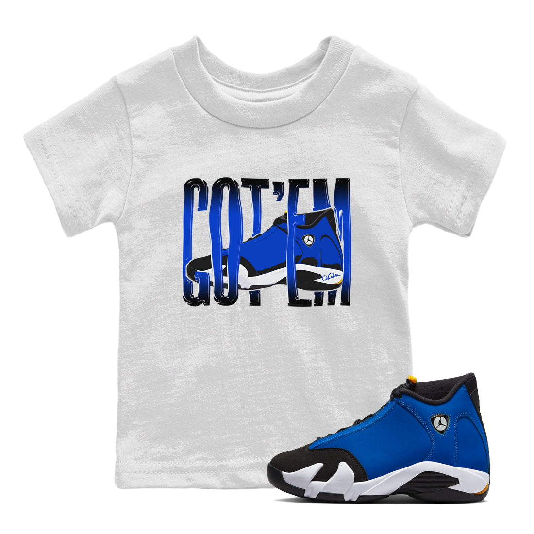 Wiggling Gotem Kids Tops - Air Jordan 14 Laney