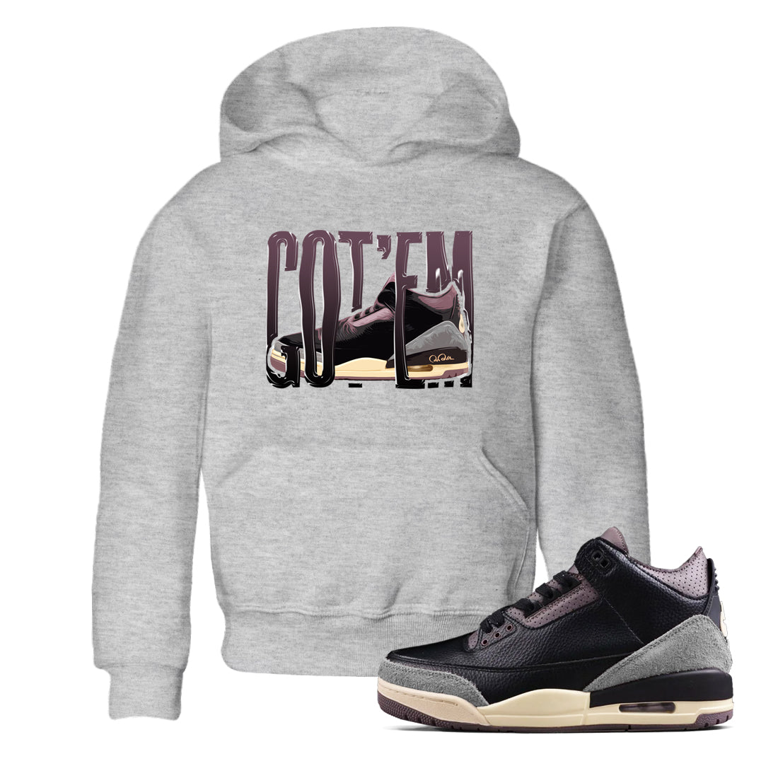 Wiggling Gotem snkmatch Tees Kids - Air Jordan 3 A Ma Maniere x Black